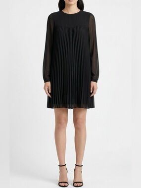 leifsdottir Black Pleated Mini Dress